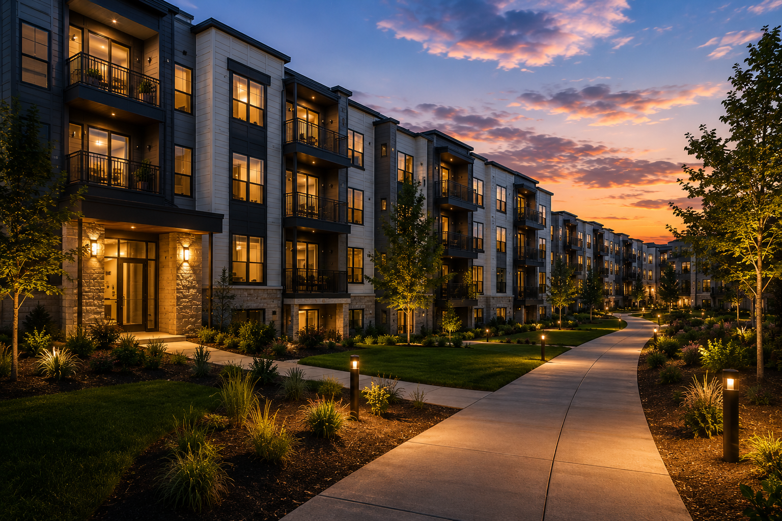 Multifamily apartment courtyard